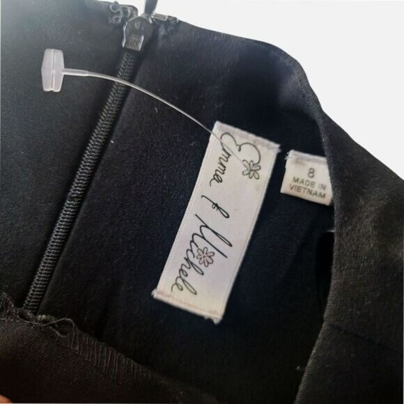 Emma & Michele Ruffle Front Sheath Black Dress Size 8 - Picture 8 of 11